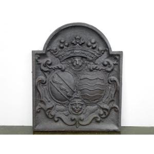 Fireplace Plaque Bearing The Combined Coat Of Arms Of Morel De La Motte And Martin De La Balluère 57x69