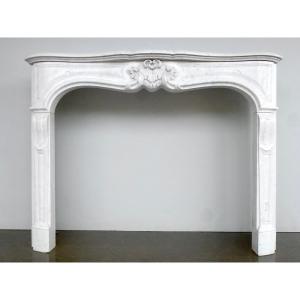 Louis XV Style Carrara White Marble Fireplace