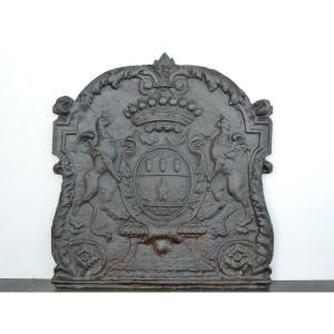 Fireplace Plaque Bearing The Coat Of Arms Of Joseph Fleuriau d'Armenonville (76x82 Cm)