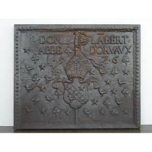 Fireplace Plaque Bearing The Coat Of Arms Of Dom Lambert Lallemand, Abbot Of Orval (93x77 Cm)