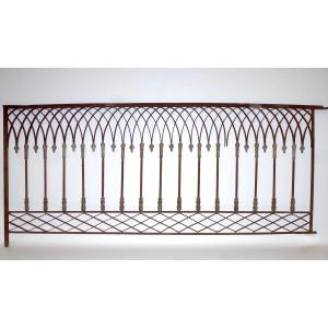 Gothic-style Wrought-iron Balustrade - Lg = 625 Cm H = 93 Cm - 19th C.