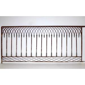 Gothic-style Wrought-iron Balustrade - Lg = 620 Cm H = 94 Cm - 19th C.