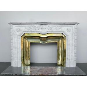 Napoleon III Period White Carrara Marble Mantel In The Louis XIV Style