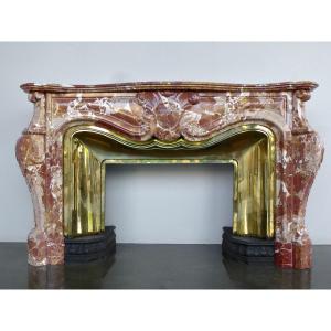 Red Jaspé Marble Mantel From Cazedarnes Louis XV 19th C.