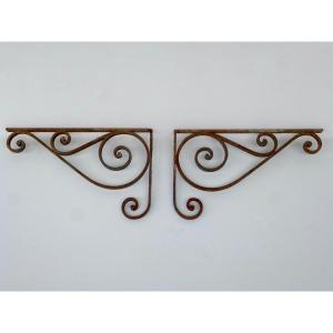Pair Of Wrought-iron Consoles 19th C.