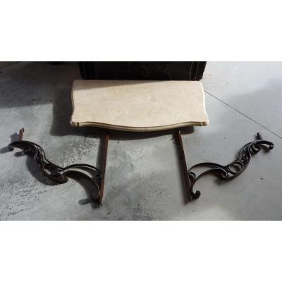 Stone And Wrought Iron Console