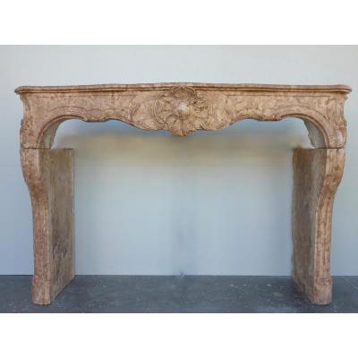 Burgundy Stone Marble Fireplace From The Louis XV Period