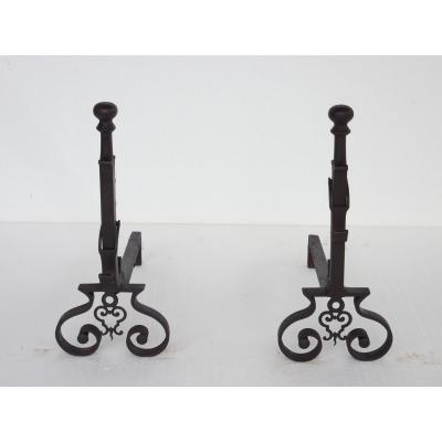 Pair Of Andirons Forged In The XVIIIth S.