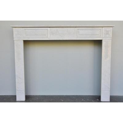 Louis XVI Period White Marble Fireplace