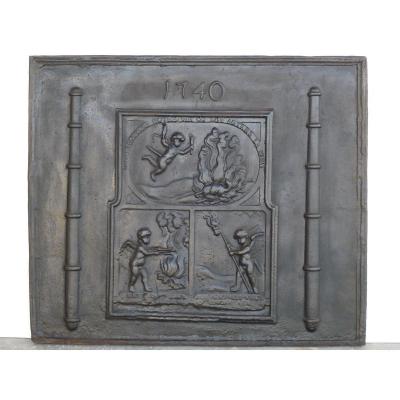 Fireplace Plate With Cherubs In Fire