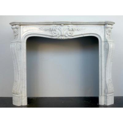 Carrara Marble Fireplace, Louis XV Style, XIXth Century.