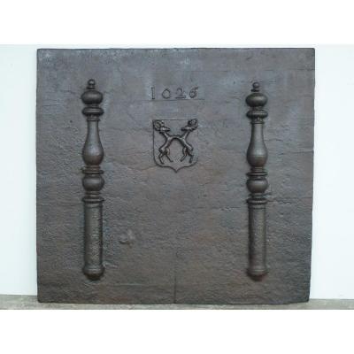 Important Fireplace Plate Dated 1626 (120 X 112 Cm)