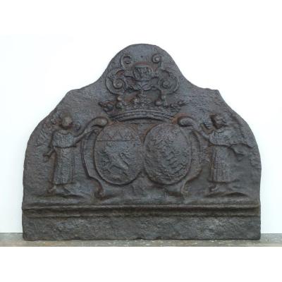 Fireplace Plate With The Arms Of Joseph De Préaux And Marie-henriette De Meaulne (59 X49 Cm)