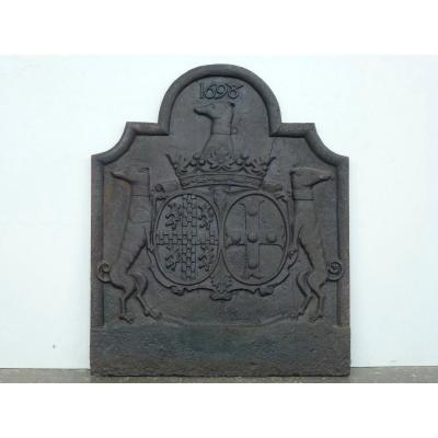 Fireplace Plate With Alliance Arms By Adrien Du Bosc De Vitermont (77x93 Cm)