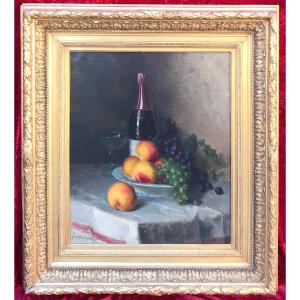 Fanny Laumans (19th Century) - Still Life With Champagne