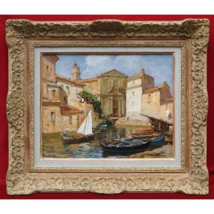 Ameglio Merio (1897-1970) - Marine Landcape - Martigues Harbour