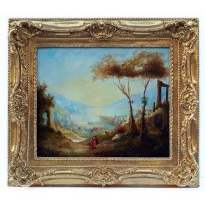 Alfred August Felix Bachman - Landscape Ruins Antiquity