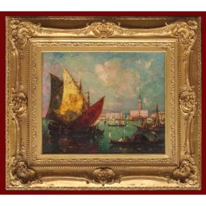 Duprat Albert Ferdinand (1882-1974) - Venice With Red And Yellow Sails 