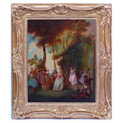 French School XIXe In The Style Of Nicolas Lancret