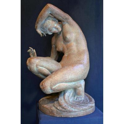 Terracotta Sculpture From Marcel Bouraine (1886-1948)