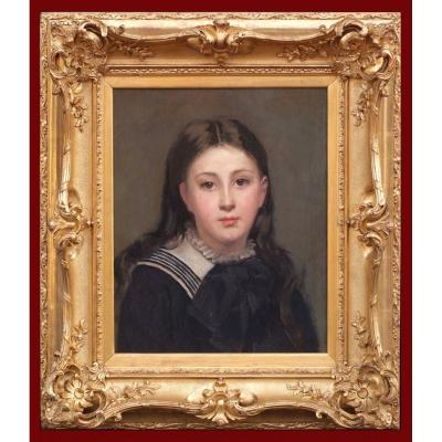 Painting 19th Century Portrait Of Young Lady Circa 1880