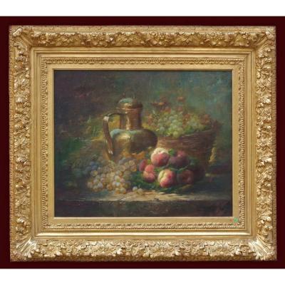Still Life Peaches And Clusters (19th Century)