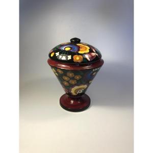 Primavera Large Covered Ceramic Pot Art Deco Sainte Radegonde