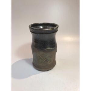 Michel Carlin Vase With Abstract Decor Ceramic Stoneware