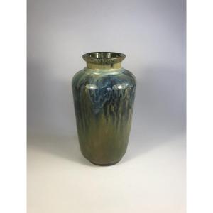 Emile Jacob Large Vase Signed Stoneware Art Nouveau Dated 1898