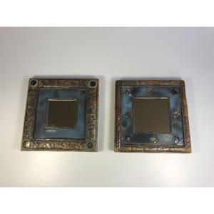 Agnès Coupey 2 Signed Ceramic Mirrors