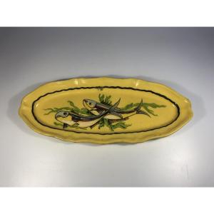 Soeurs Gastine Aubagne Large Earthenware Dish Art Deco Marseille Ceramic