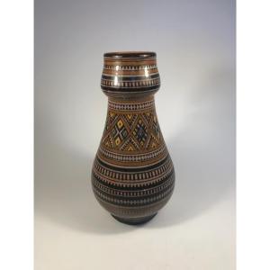 Lamali Large Double Signature Vase Safi Morocco Art Deco
