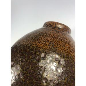 Daniel De Montmollin Signed Stoneware Vase Oil Drop Taizé Ceramic