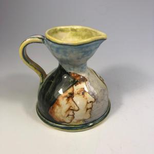 Angelo Minghetti Pitcher Signed Earthenware Italy 19th Century Bologna Ceramics