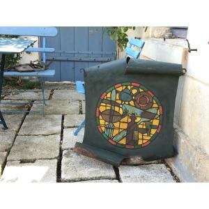 Old Restaurant Sign In Painted Tin With Lighting