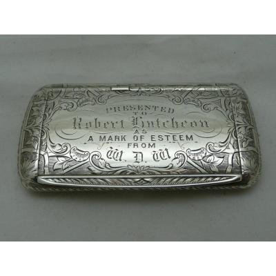 Boite Tabatière En Argent Massif Et Vermeil Anglais Birmingham 1886