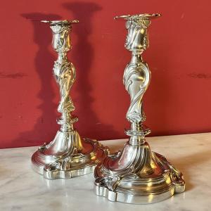 Pair Of Rocaille Candlesticks, Louis XV Period