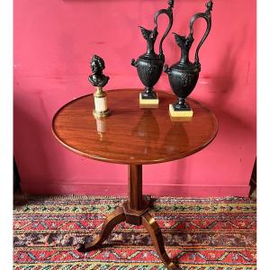 Stamped Mahogany Pedestal Table, Louis XVI Period