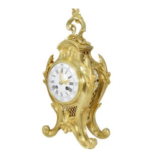 Clock Gilded Bronze Louis XV Style Watchmaker Vincent 1855