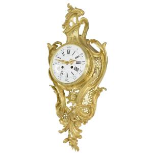  Clock Wall In Gilt Bronze Louis XV Style 19th Century
