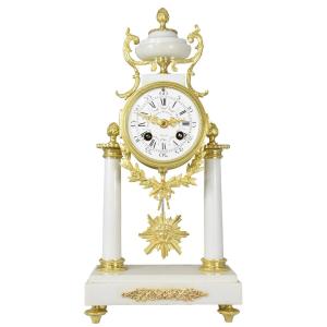 Clock Portico In Carrara Marble And Gilded Bronze Napoléon III