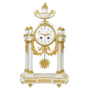 Clock Portico Carrara Marble Watchmaker : Camelin