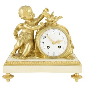 Clock With Cherub And Doves 19th