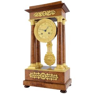 Portico Clock Burl Wood Charles X 1840