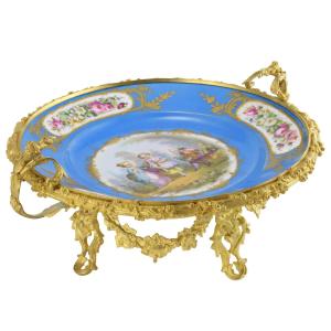 Xl Porcelain Plate, Gilded Bronze Structure XIXème