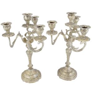 Candlestick Gilt Silvered Bronze Louis XV XIXème