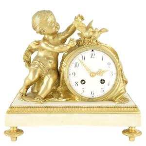 Clock With Cherub And Doves 19th