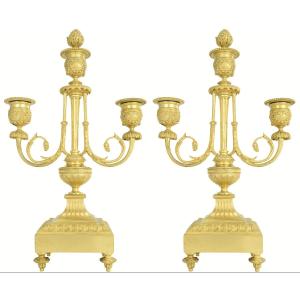 Pair Of Candlesticks 19th Century Empire Style