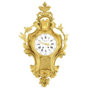 Very Large Clock Wall 75cm Bronze Style Louis XV 19th Century