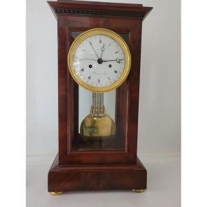 Empire Period Mahogany Cage Regulator Clock " A Chevilles" Signed Morize In Paris
